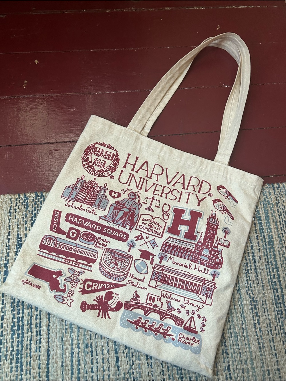 Harvard University Cream Tote Bag with Crimson Print